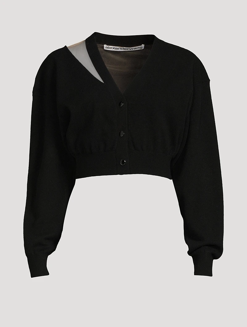 Illusion Tulle Cropped Cardigan