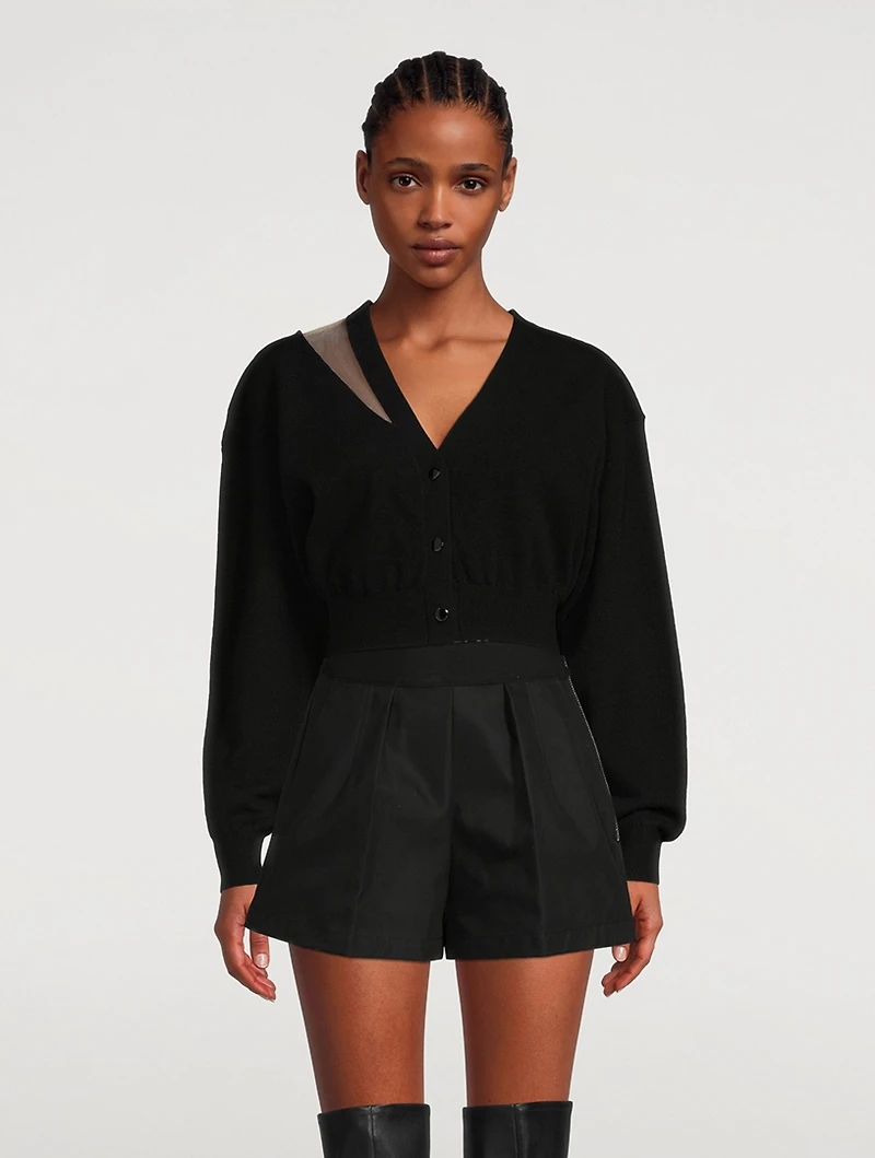 Illusion Tulle Cropped Cardigan
