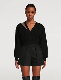 Illusion Tulle Cropped Cardigan