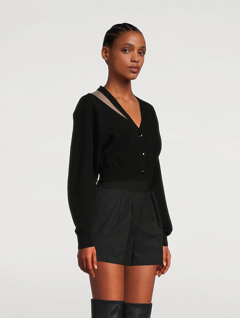 Illusion Tulle Cropped Cardigan