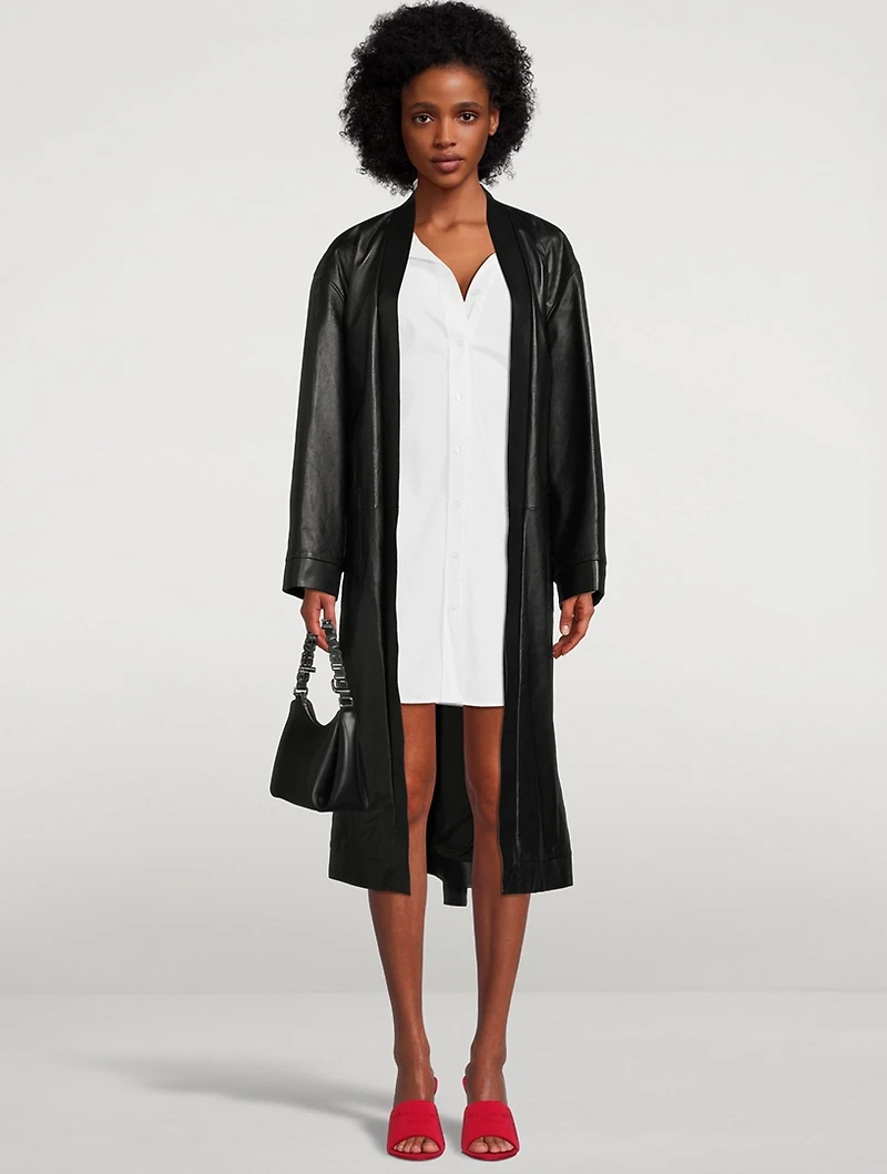 PJ Belted Leather Coat