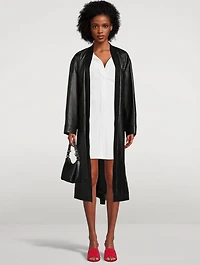 PJ Belted Leather Coat