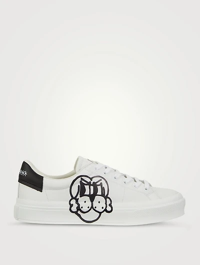 City Sport Leather Sneakers With Tag Effect Dog