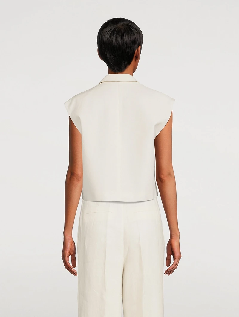 Tybee Cropped Linen Sleeveless Jacket
