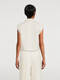 Tybee Cropped Linen Sleeveless Jacket