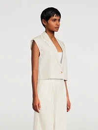 Tybee Cropped Linen Sleeveless Jacket