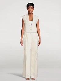 Tybee Cropped Linen Sleeveless Jacket