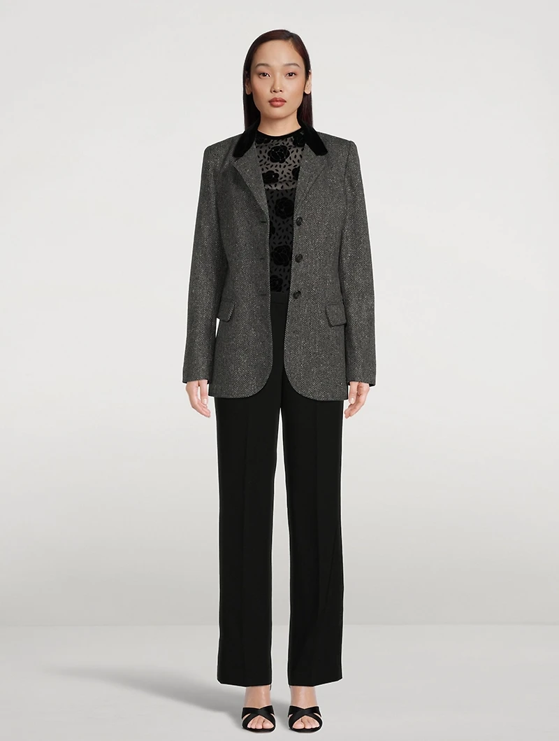 Straight-Leg Crepe Tuxedo Trousers