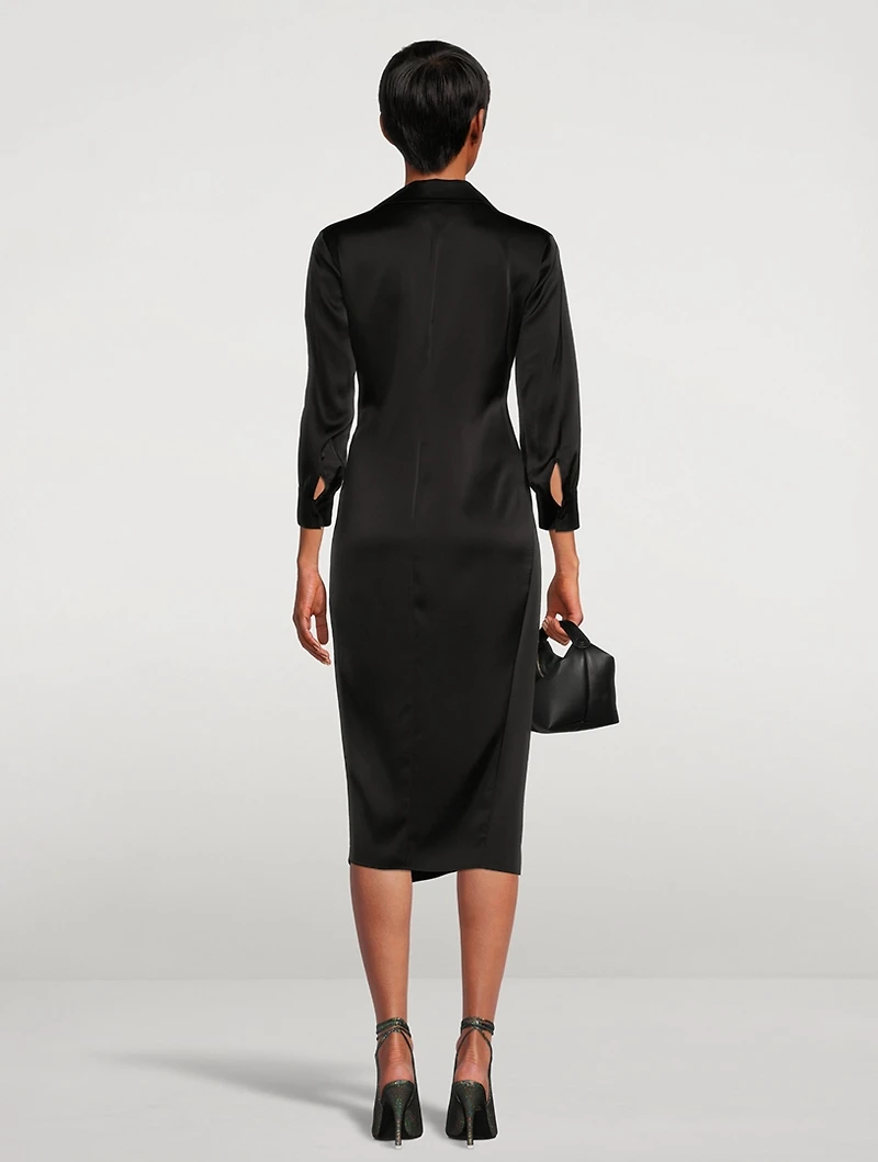 Twist Satin Shirt Dress