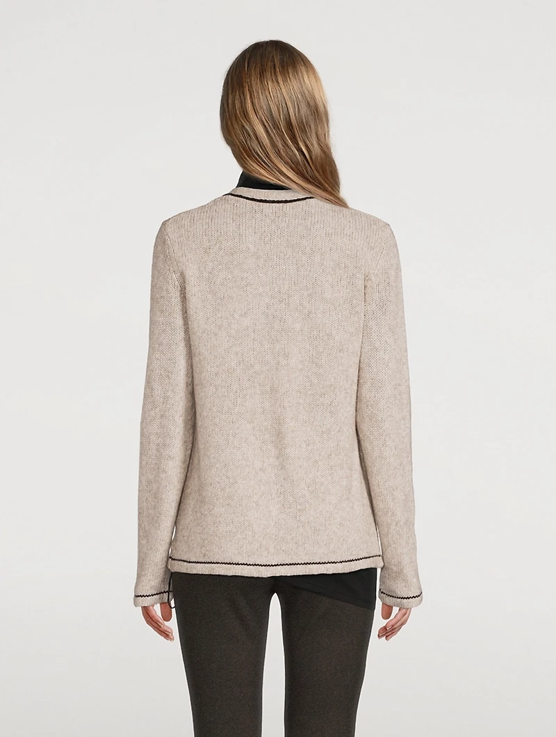 Contrast-Stitched Cardigan