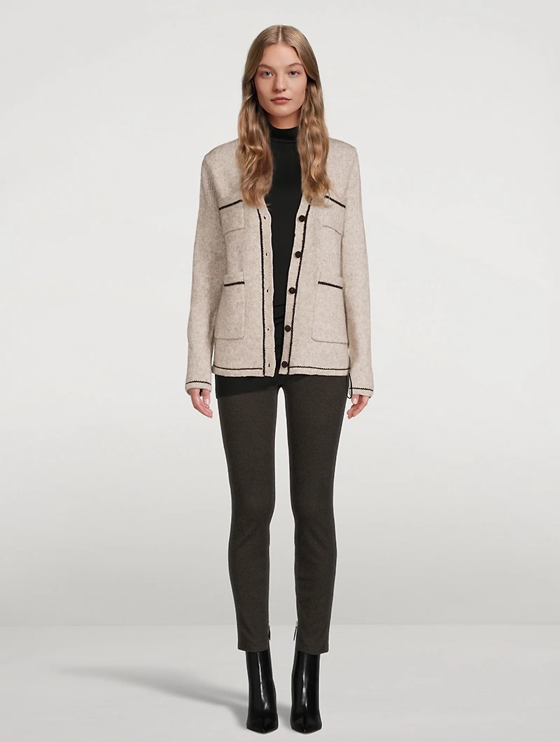 Contrast-Stitched Cardigan