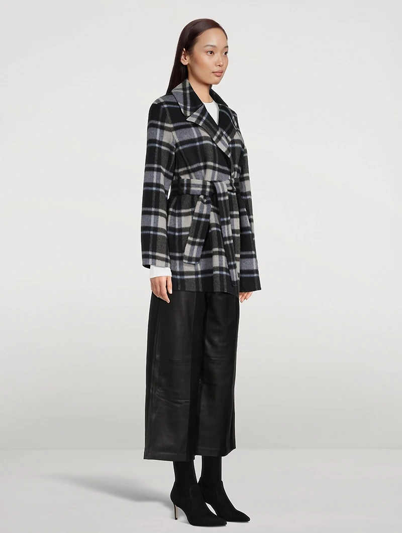 Belted Jacket Plaid Print