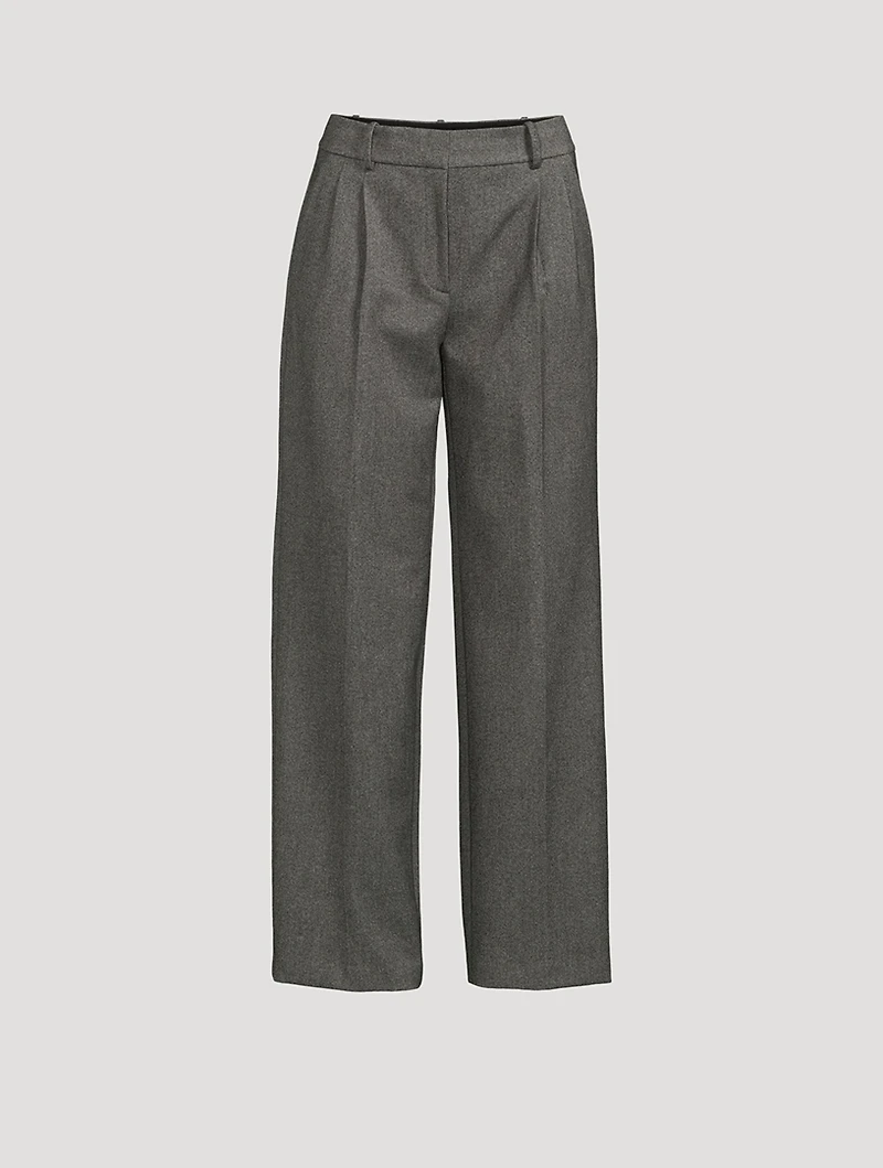Wide-Leg Twill Trousers