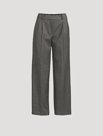 Wide-Leg Twill Trousers