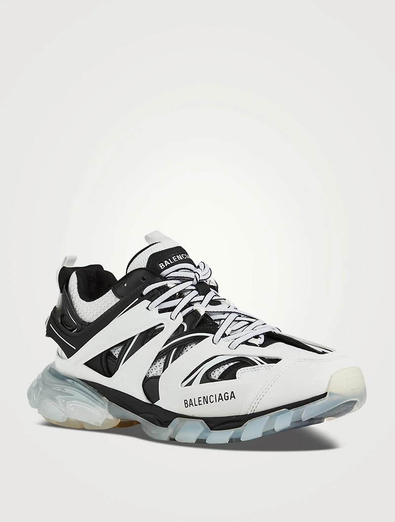 Mesh And Nylon Track Sneakers With Clear Sole