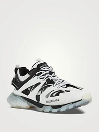 Mesh And Nylon Track Sneakers With Clear Sole