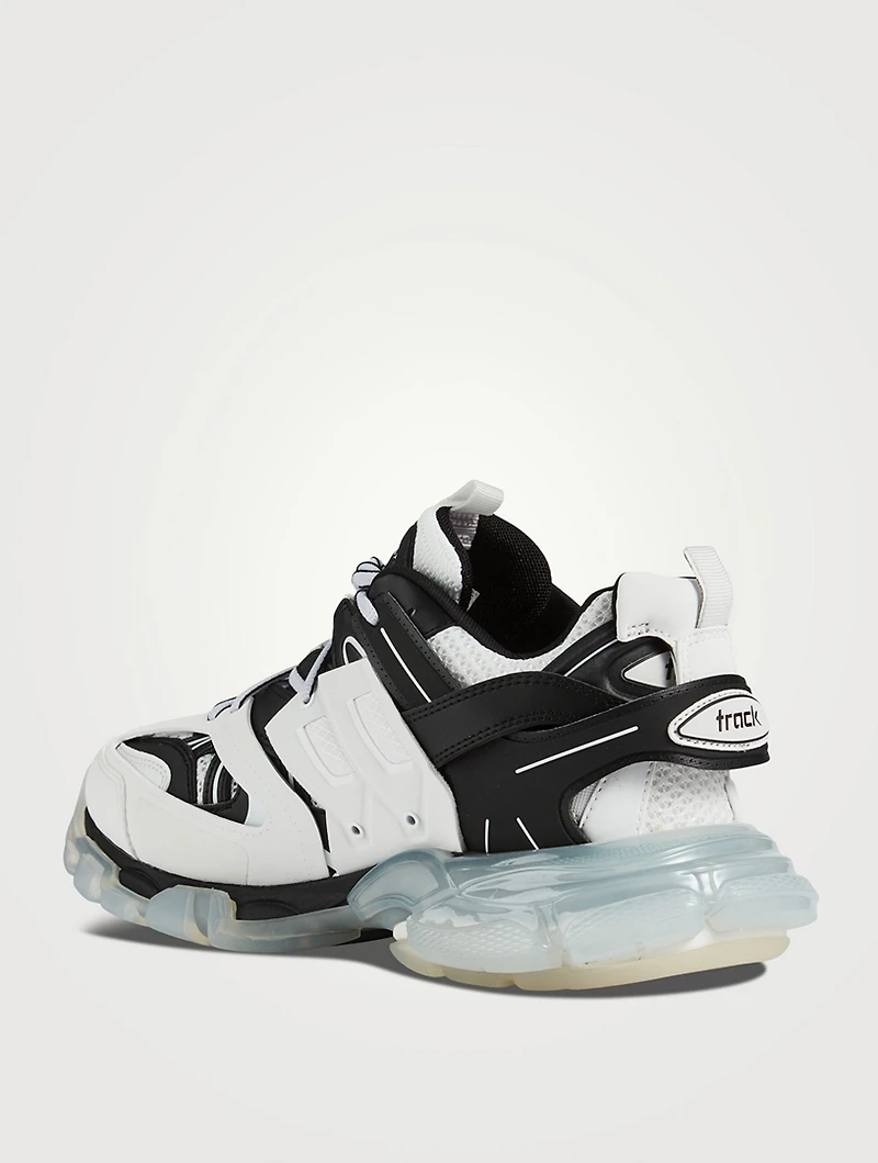 Mesh And Nylon Track Sneakers With Clear Sole