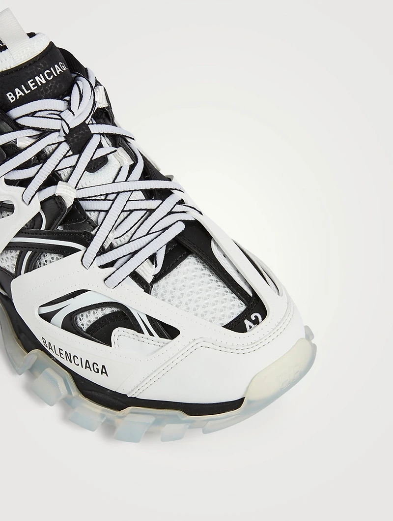 Mesh And Nylon Track Sneakers With Clear Sole
