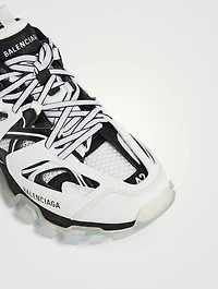 Mesh And Nylon Track Sneakers With Clear Sole