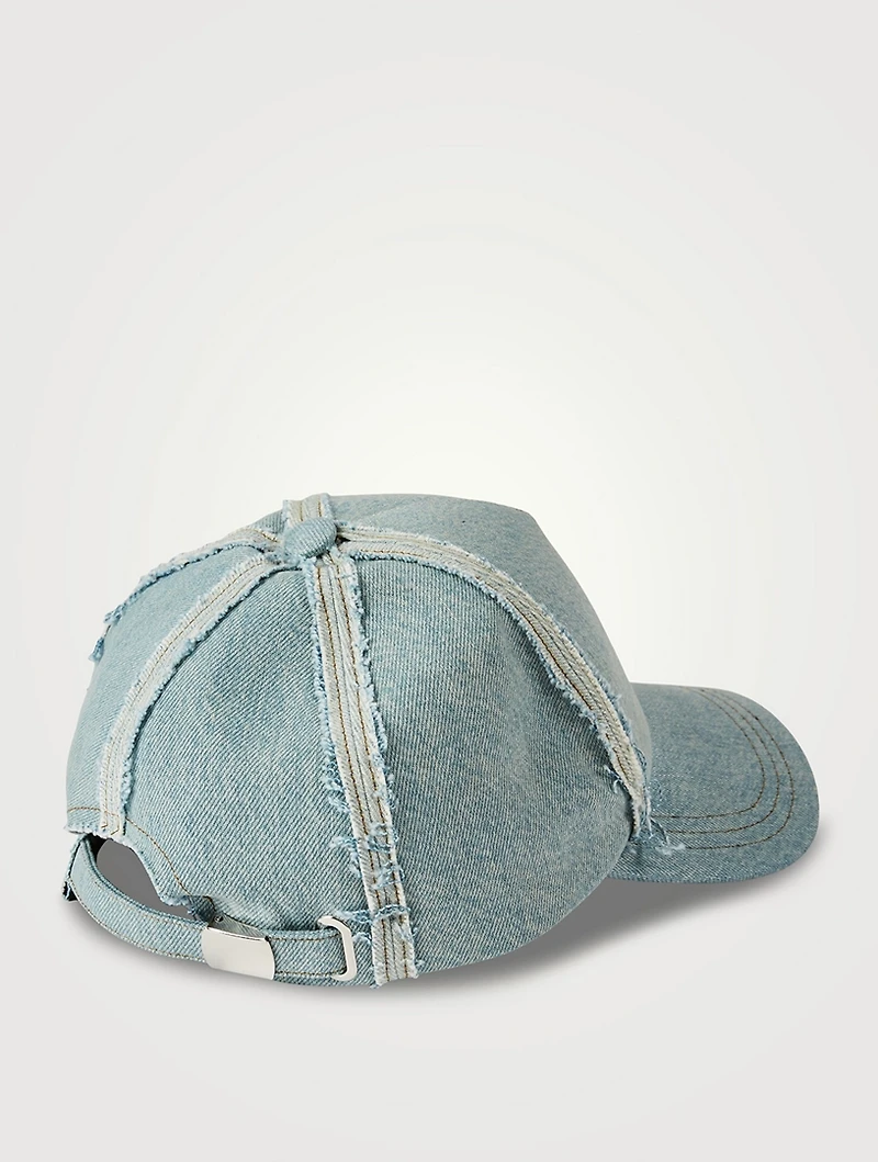 Denim Cap With Monogram Embroidery