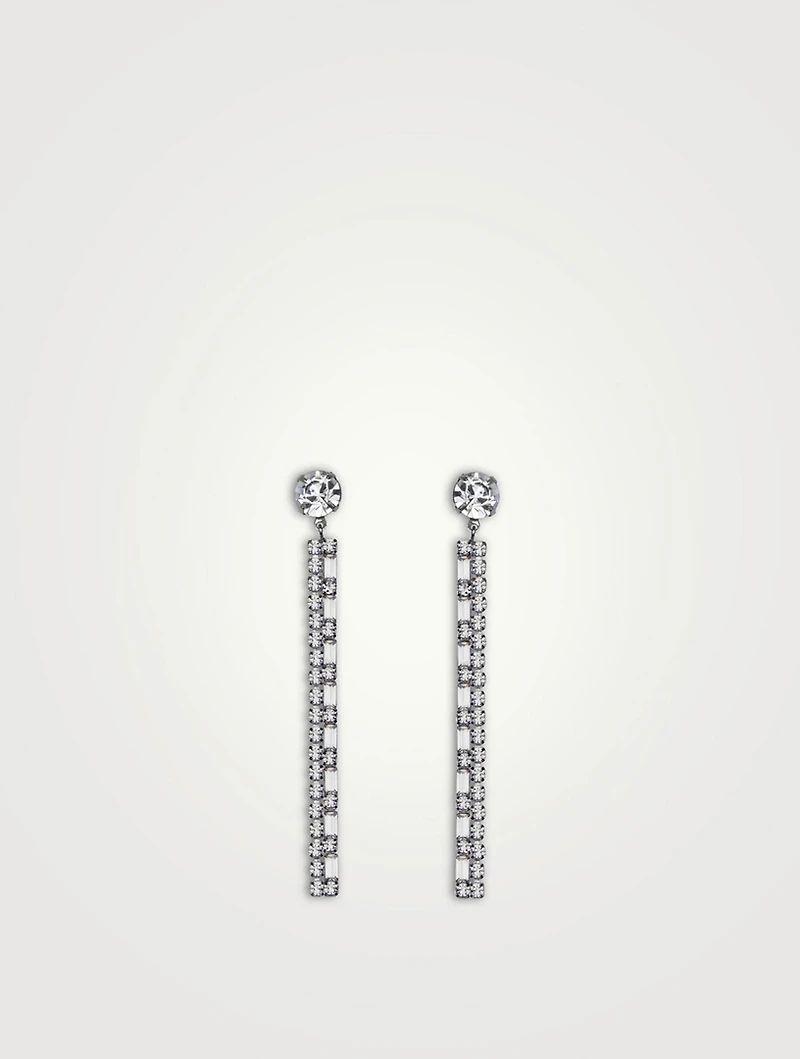 Chain Fringe Earrings With Crystals