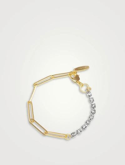 Asymmetrical Chain Bracelet With Crystals