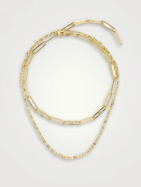 Double Chain Necklace With Crystal Links