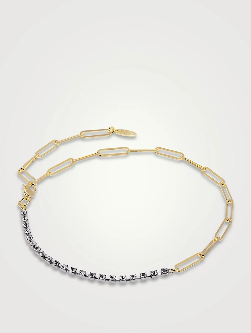 Asymmetrical Chain Necklace With Crystals