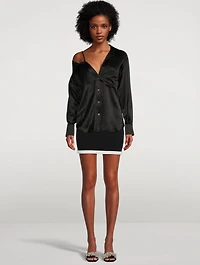 Silk Charmeuse Off-The-Shoulder Shirt