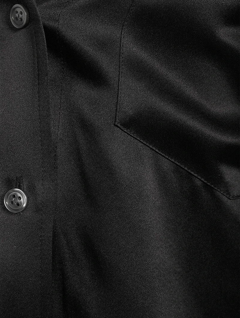 Silk Charmeuse Off-The-Shoulder Shirt