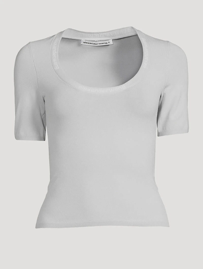 Stretch-Knit Scoopneck T-Shirt