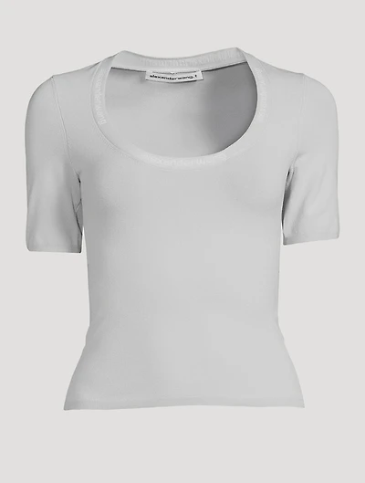 Stretch-Knit Scoopneck T-Shirt