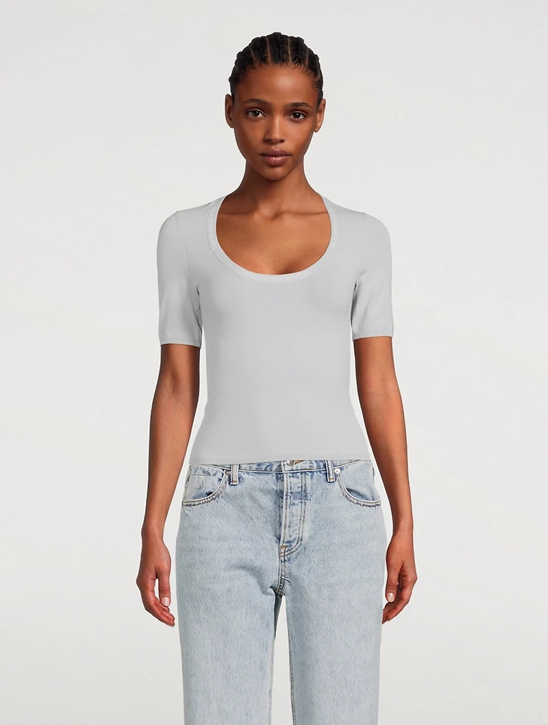 Stretch-Knit Scoopneck T-Shirt