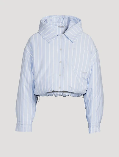 Cropped Puffer Jacket Stripe Print