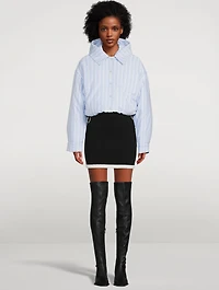 Cropped Puffer Jacket Stripe Print