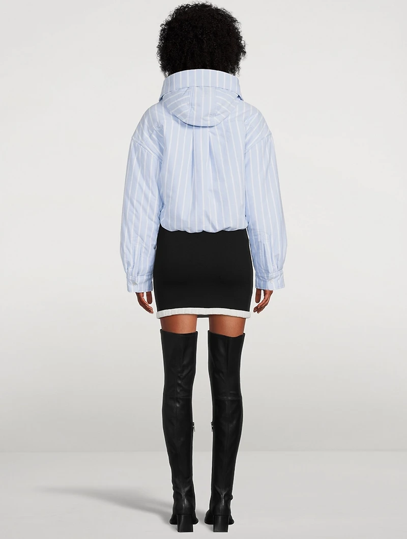 Cropped Puffer Jacket Stripe Print