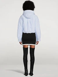 Cropped Puffer Jacket Stripe Print