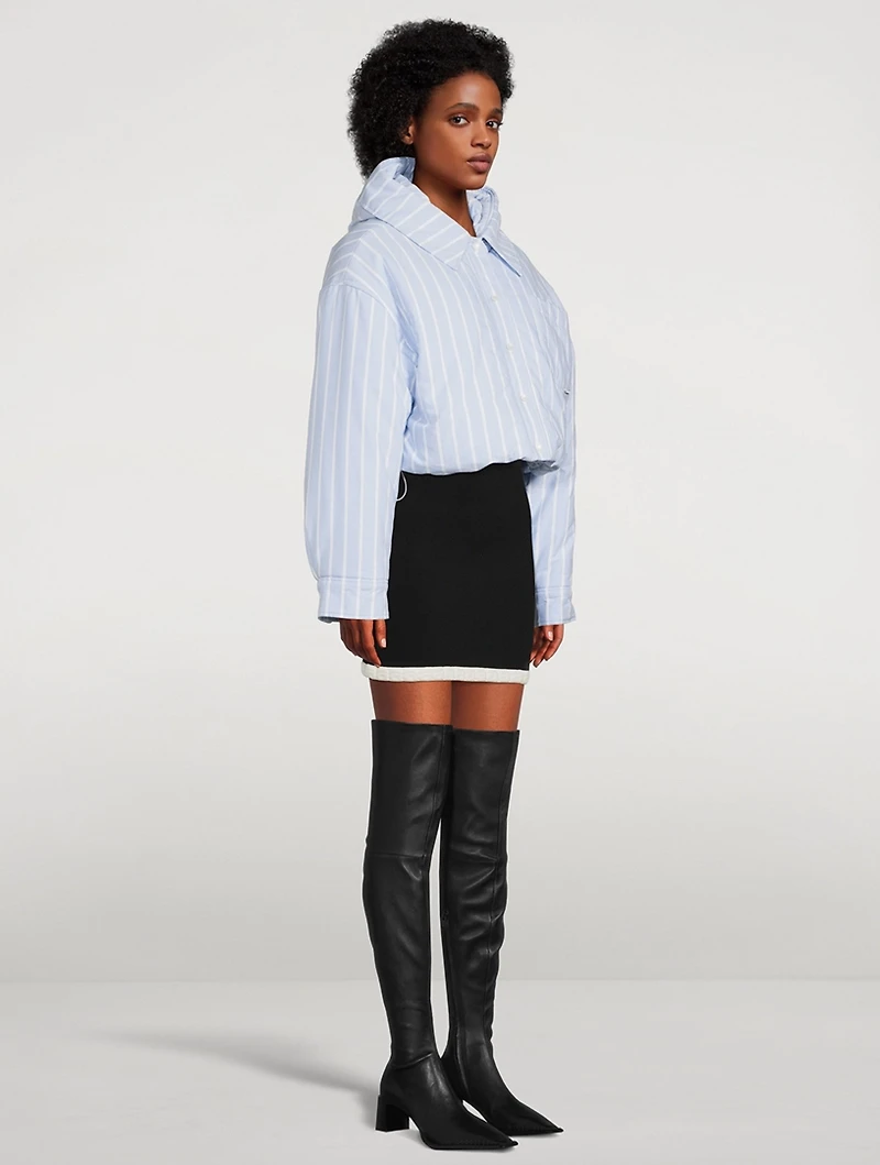 Cropped Puffer Jacket Stripe Print