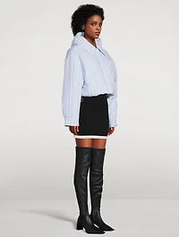 Cropped Puffer Jacket Stripe Print