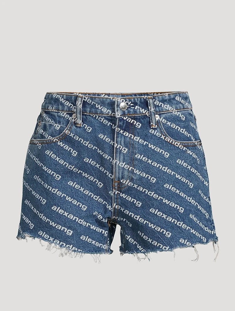 Bite Denim Shorts Logo Print