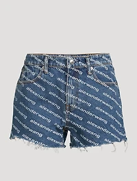 Bite Denim Shorts Logo Print