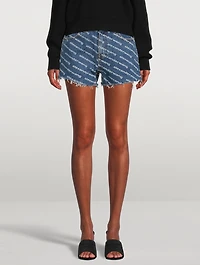 Bite Denim Shorts Logo Print