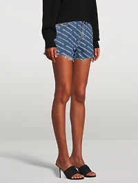 Bite Denim Shorts Logo Print