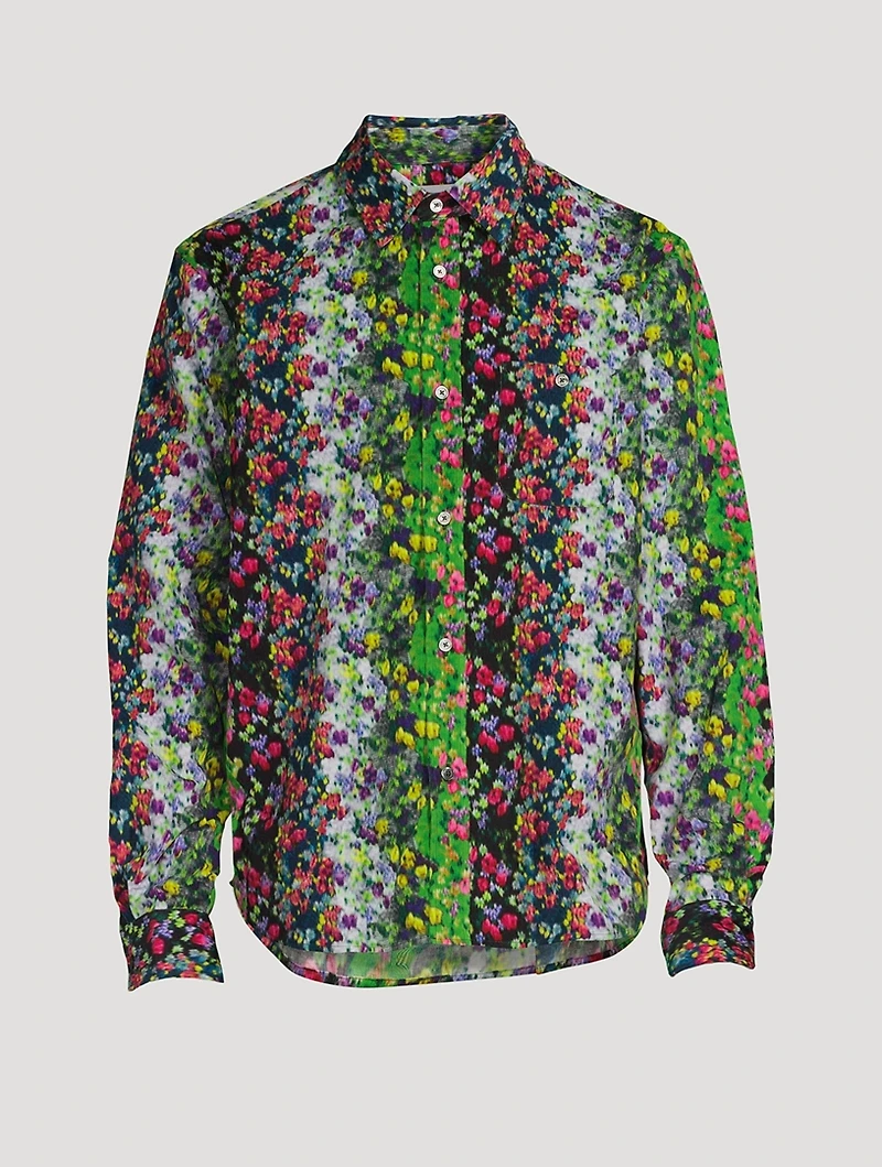 Cotton Shirt Blurred Flowers Print
