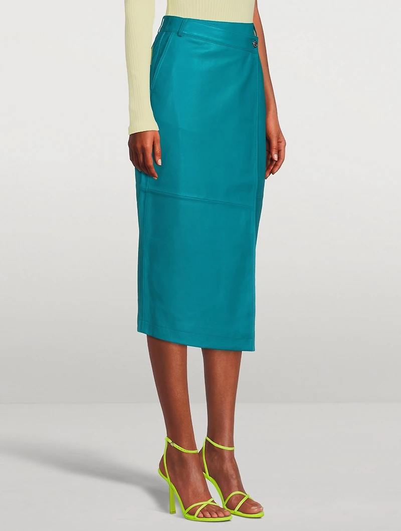 Monica Leather Wrap Skirt