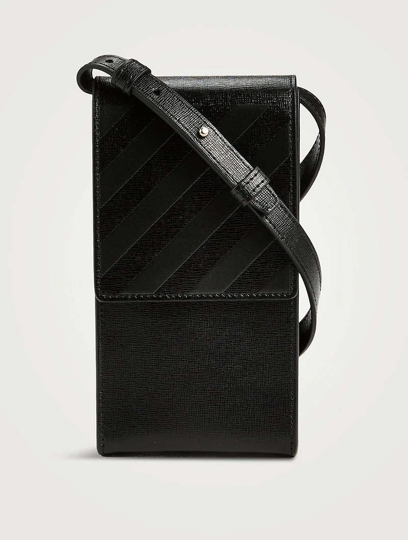 3D Diagonals Leather Neck Phone Holder