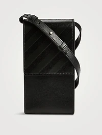 3D Diagonals Leather Neck Phone Holder