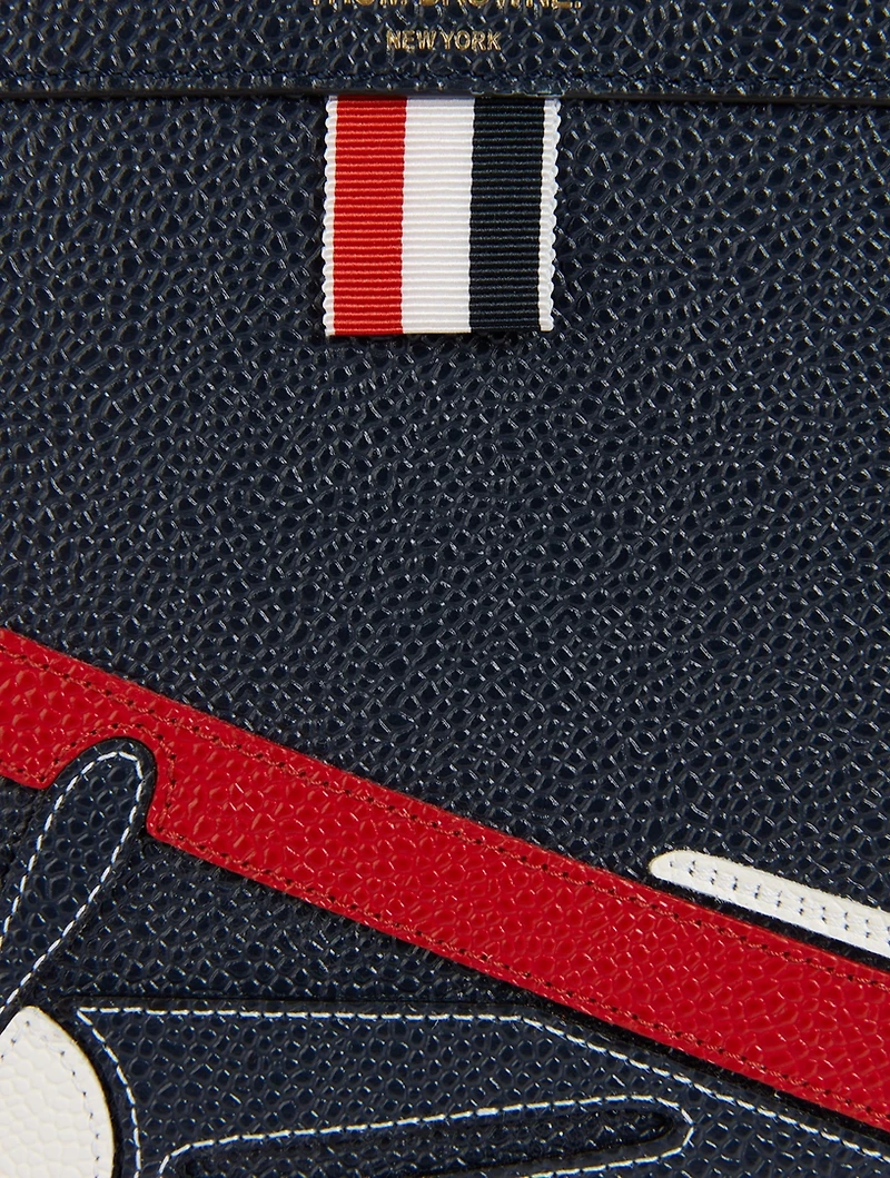 Pebble Grain Leather Document Holder With Plane Applique
