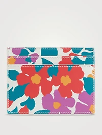 Leather Card Holder In Floral Print