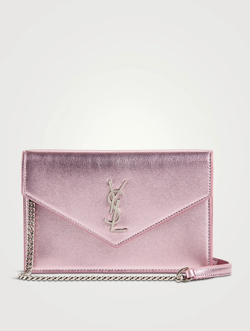 YSL Monogram Metallic Leather Chain Wallet